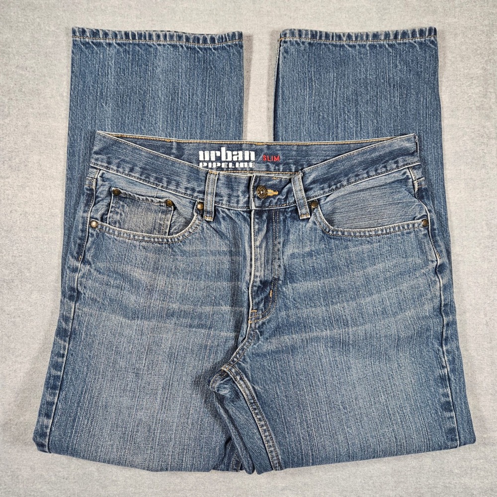 Urban Pipeline Slim Straight Jeans Mens 33x30 Blue Medium Wash Denim 100% Cotton